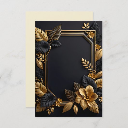 Een zwart en gouden bruiloft ontwerp flat uitnodig (Voorkant / Achterkant)