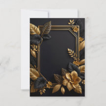 Een zwart en gouden bruiloft ontwerp flat uitnodig