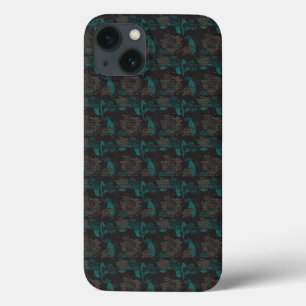 Een zwart en groen patroon met een zwarte achtergr Case-Mate iPhone case