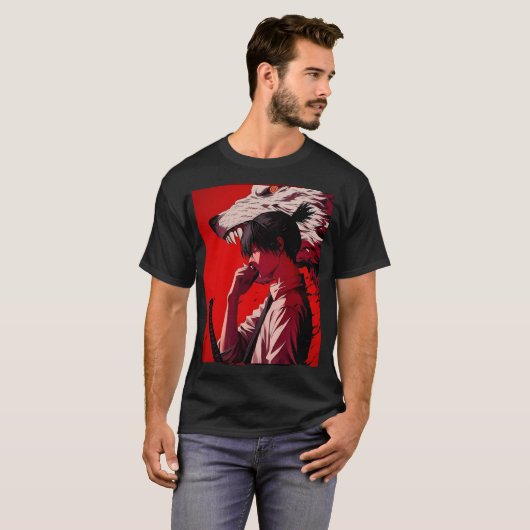 een zwart en rood shirt combinatie (Voorkant volledig)