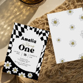 Eén! | Zwart geruit | Gingham | 1e verjaardag Kaart