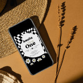 Eén! | Zwart geruit | Gingham | 1e verjaardag Kaart