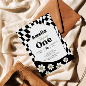 Eén! | Zwart geruit | Gingham | 1e verjaardag Kaart
