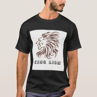 Een zwart katoenen shirt met een leeuwenhoofdontwe