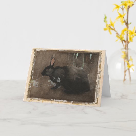 Een zwart konijn | Joseph Crawhall Kaart (Gele Bloem)