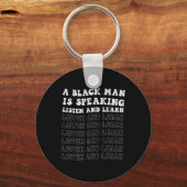 Een zwart Man spreekt, luistert en leert zijn zwar Sleutelhanger (Voorkant)