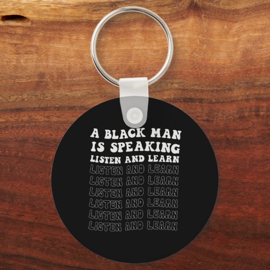 Een zwart Man spreekt, luistert en leert zijn zwar Sleutelhanger (Voorkant)