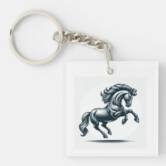 Een zwart paard afdruk sleutelhanger