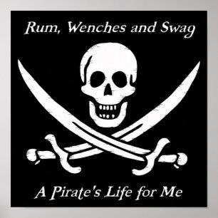 Een zwart poster met Pirates Life - klein
