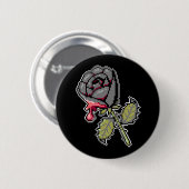 Een zwart Roos beschilderde Red Pixel Art Button (Voorkant /achterkant)