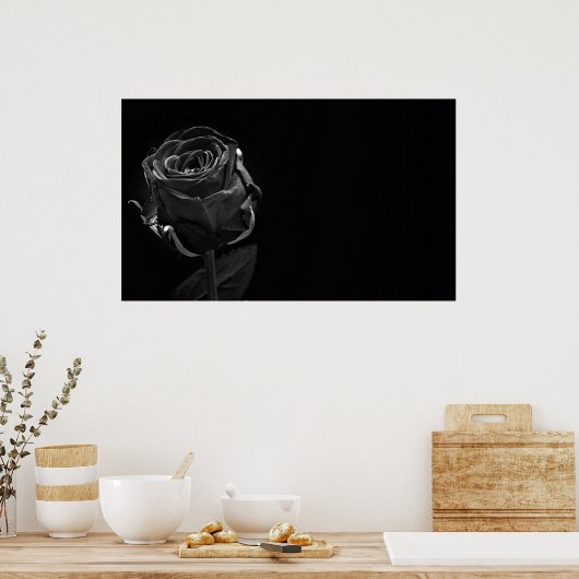 Eén zwart Roos Poster (Keuken)