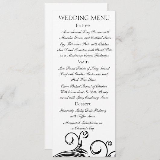 Een zwart Stropdas-gebeurtenis -Menu-Kaarten Menu (Voorkant / Achterkant)