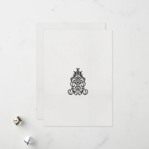 Een zwart-wit afbeelding van een  ontwerp feestdagenkaart