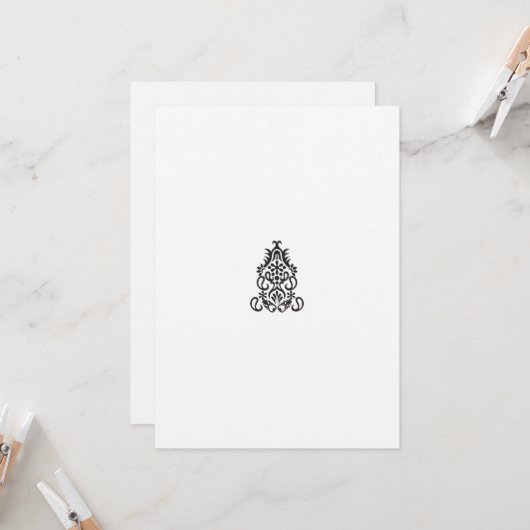 Een zwart-wit afbeelding van een ontwerp kaart (Voorkant / Achterkant in situ)