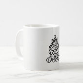 Een zwart-wit afbeelding van een ontwerp koffiemok (Voorkant links)