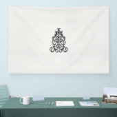 Een zwart-wit afbeelding van een  ontwerp spandoek (Beurs)