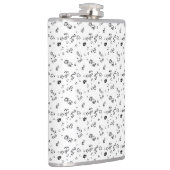 Een zwart-wit foto van bubbels op een witte rug heupfles (Rechts)