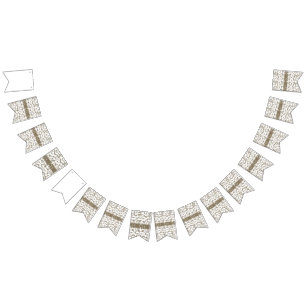 Een zwart-wit foto van een patroon vlaggetjes