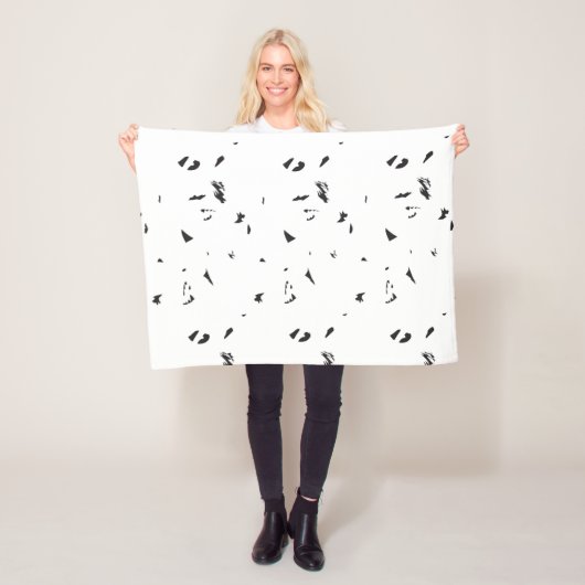 Een zwart-wit foto van een zwerm vogels fleece deken (In situ)