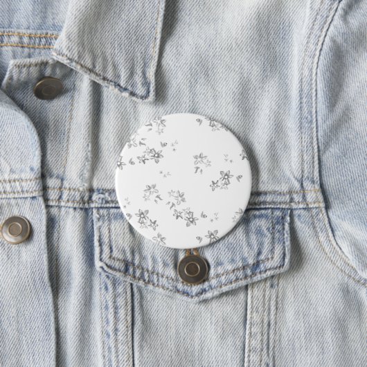 Een zwart-wit foto van sneeuwvlokken ronde button 7,6 cm (In situ)