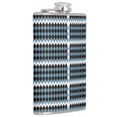 Een zwart-wit geruit patroon met een witte B Heupfles (Rechts)