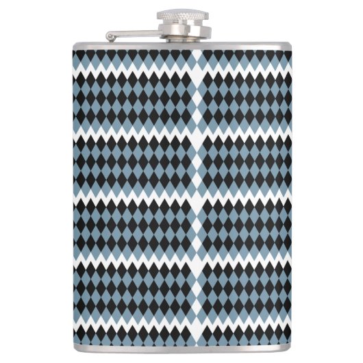 Een zwart-wit geruit patroon met een witte B Heupfles (Voorkant)