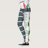 Een zwart-wit geruit patroon met een witte B Leggings (Links)