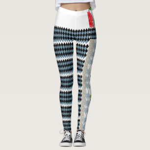Een zwart-wit geruit patroon met een witte B Leggings