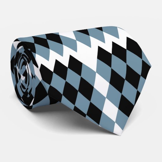Een zwart-wit geruit patroon met een witte B Stropdas (Opgerold)
