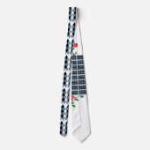 Een zwart-wit geruit patroon met een witte B Stropdas (Achterkant)