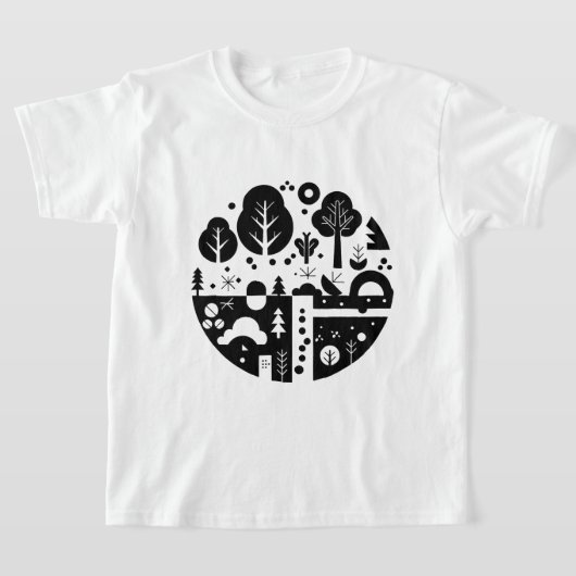 Een zwart-wit illustratie t-shirt (Laagn)
