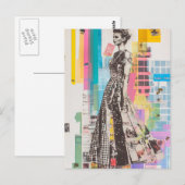 Een zwart-wit jurk mode dame collage briefkaart (Voorkant / Achterkant)