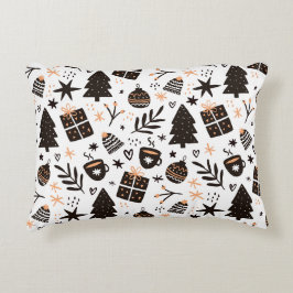 Een zwart-wit kerstpatroon accent kussen