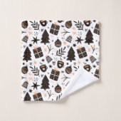 Een zwart-wit kerstpatroon bad handdoek (Wasdoekje)