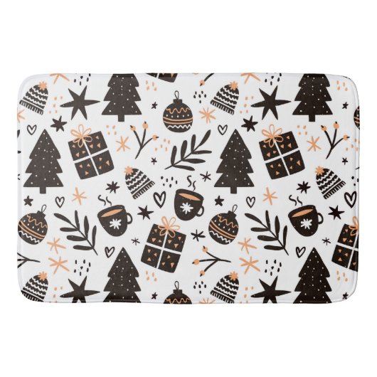 Een zwart-wit kerstpatroon badmat (Voorkant)