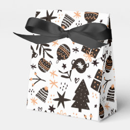 Een zwart-wit kerstpatroon bedankdoosjes