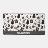 Een zwart-wit kerstpatroon bureaumat (Voorkant)