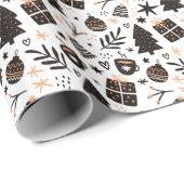 Een zwart-wit kerstpatroon cadeaupapier (Rol Hoek)