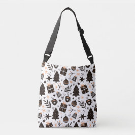 Een zwart-wit kerstpatroon crossbody tas