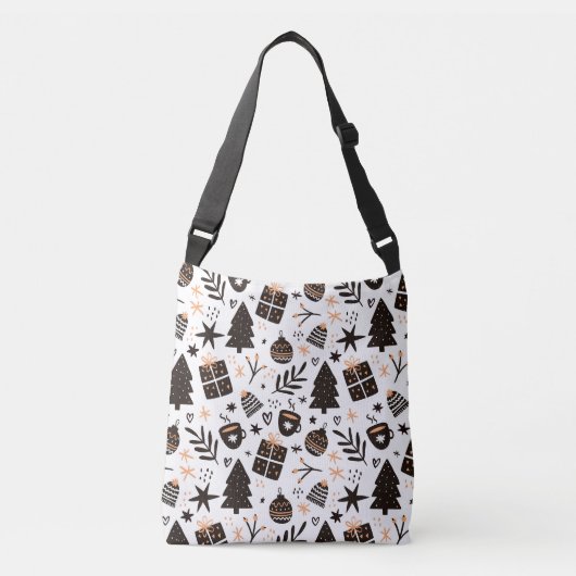 Een zwart-wit kerstpatroon crossbody tas (Voorkant)