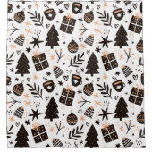 Een zwart-wit kerstpatroon douchegordijn (Voorkant)
