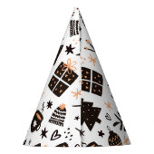 Een zwart-wit kerstpatroon feesthoedjes (Achterkant)