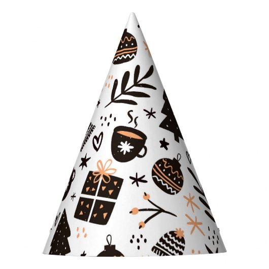 Een zwart-wit kerstpatroon feesthoedjes (Voorkant)