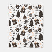 Een zwart-wit kerstpatroon fleece deken (Voorkant)