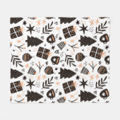 Een zwart-wit kerstpatroon fleece deken (Voorkant (Horizontaal))