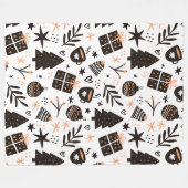 Een zwart-wit kerstpatroon fleece deken (Voorkant (Horizontaal))