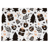 Een zwart-wit kerstpatroon groot cadeauzakje (Voorkant)