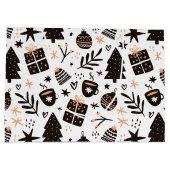 Een zwart-wit kerstpatroon groot cadeauzakje (Achterkant)