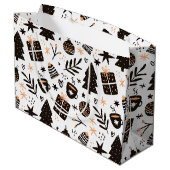 Een zwart-wit kerstpatroon groot cadeauzakje (Achterkant Gekanteld)