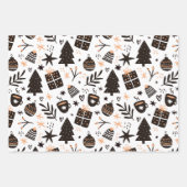 Een zwart-wit kerstpatroon inpakpapier vel (Voorkant 3)